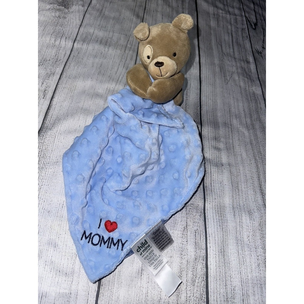 Child Of Mine Plush Lovey Blue Dog I Love Mommy